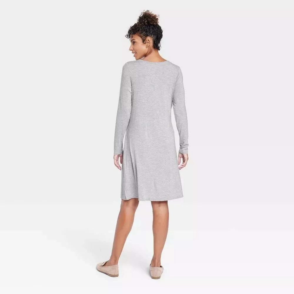 Isabel Maternity by Ingrid &‎ Isabel Gray Long Sleeve Nursing Dress Size XS